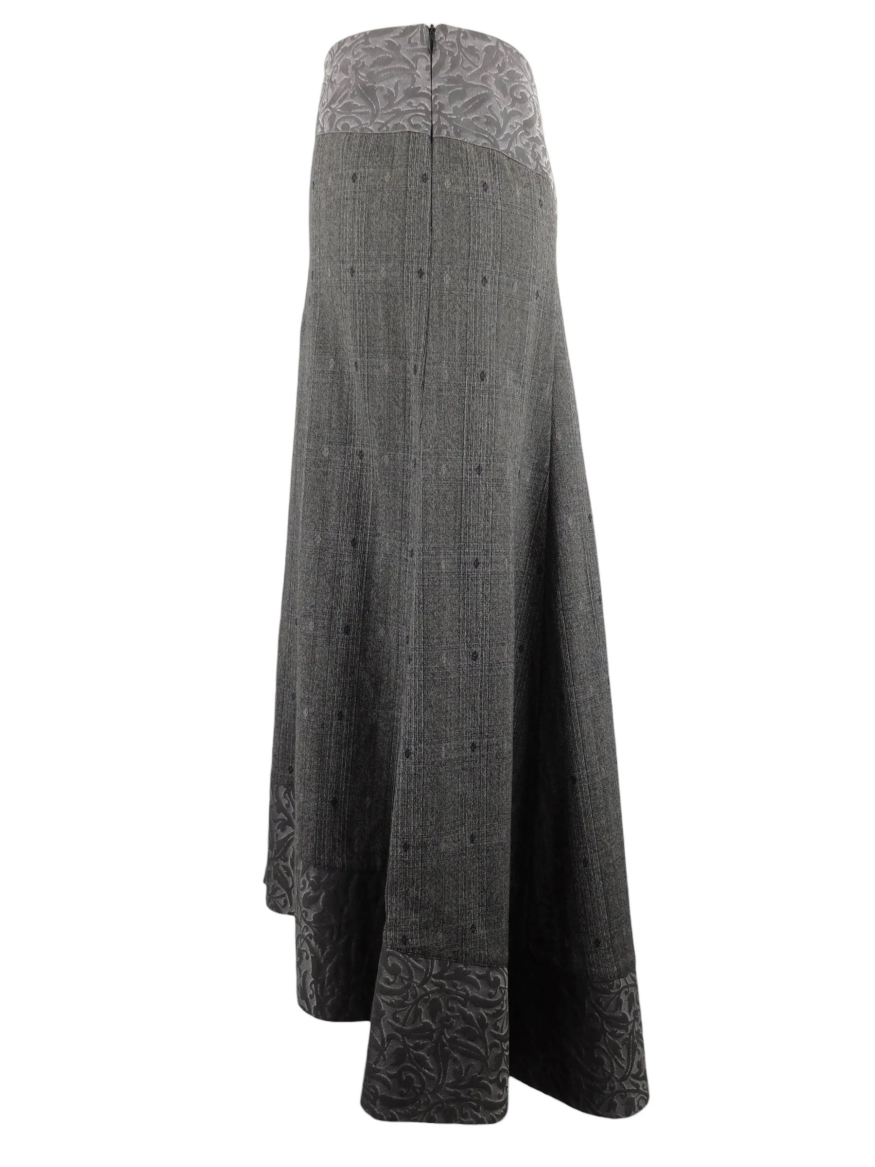 Vintage 2000s Y2K Kenzo Jungle Wool Blend Chic Grey Full Circle Floor Length Maxi Skirt | 32 Inch Waist