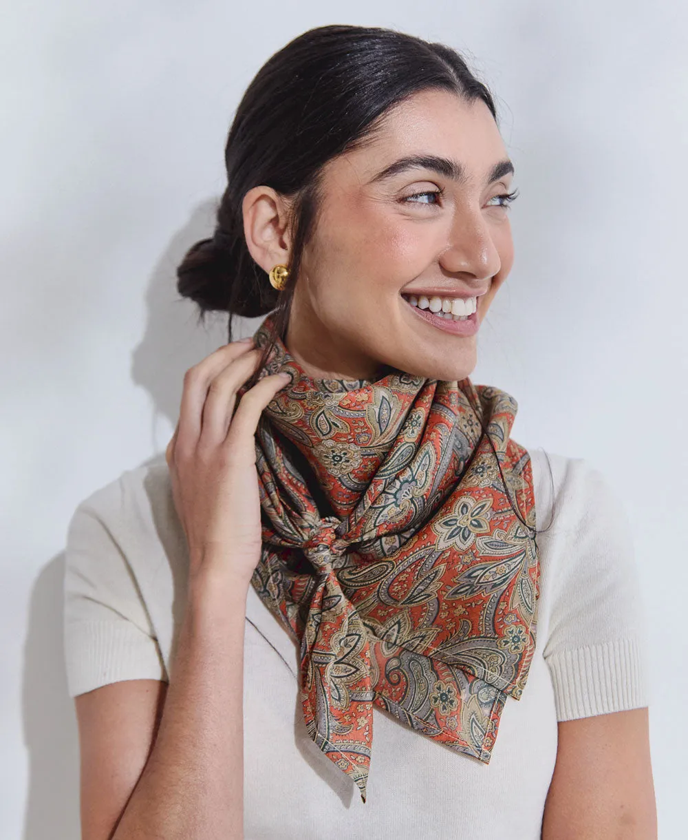 Vintage Silk Square Scarf - No. 240206