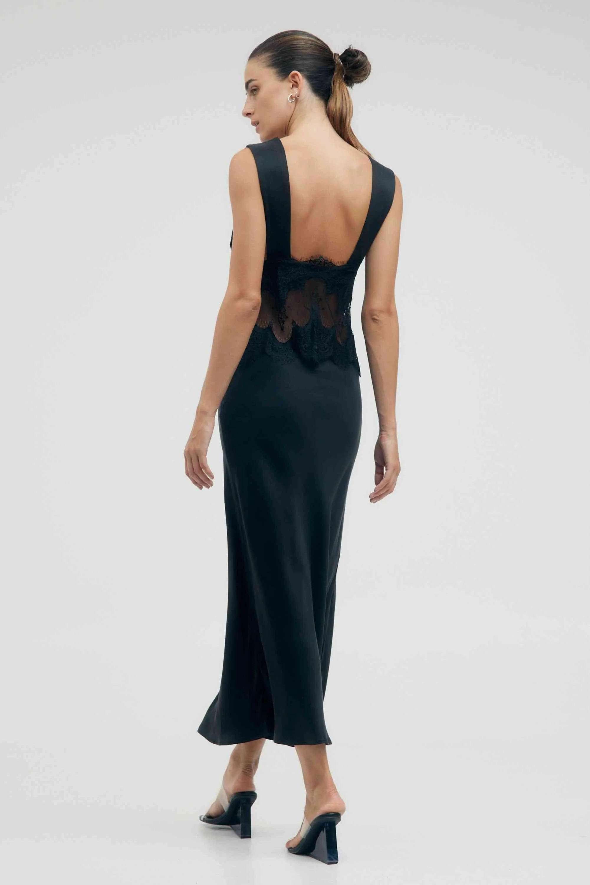 Visions Lace Deep V Maxi Dress