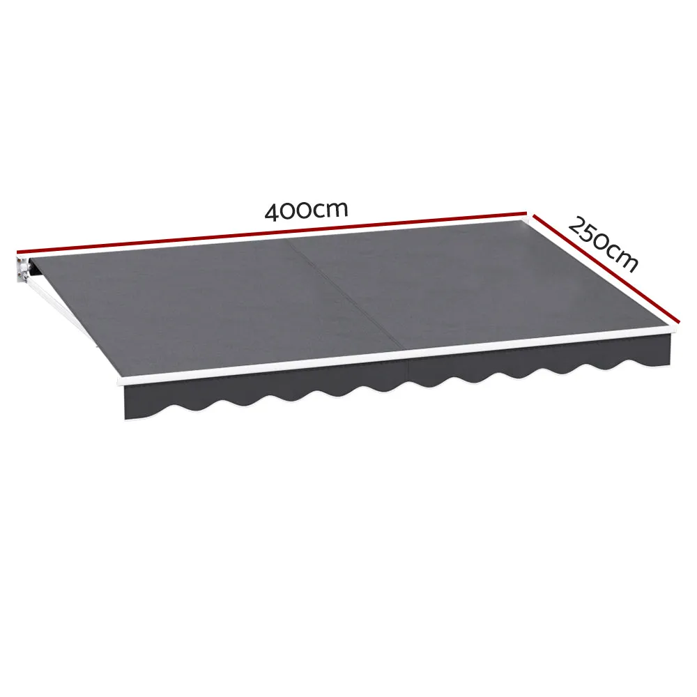 Wall Mounted Folding Arm Window Awning Outdoor Blinds Retractable Canopy Grey 4x2.5M