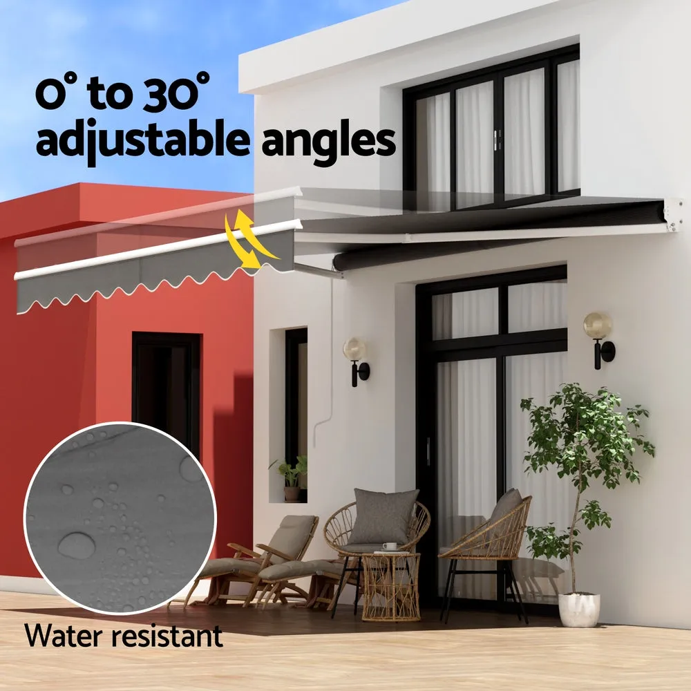 Wall Mounted Folding Arm Window Awning Outdoor Blinds Retractable Canopy Grey 4x2.5M