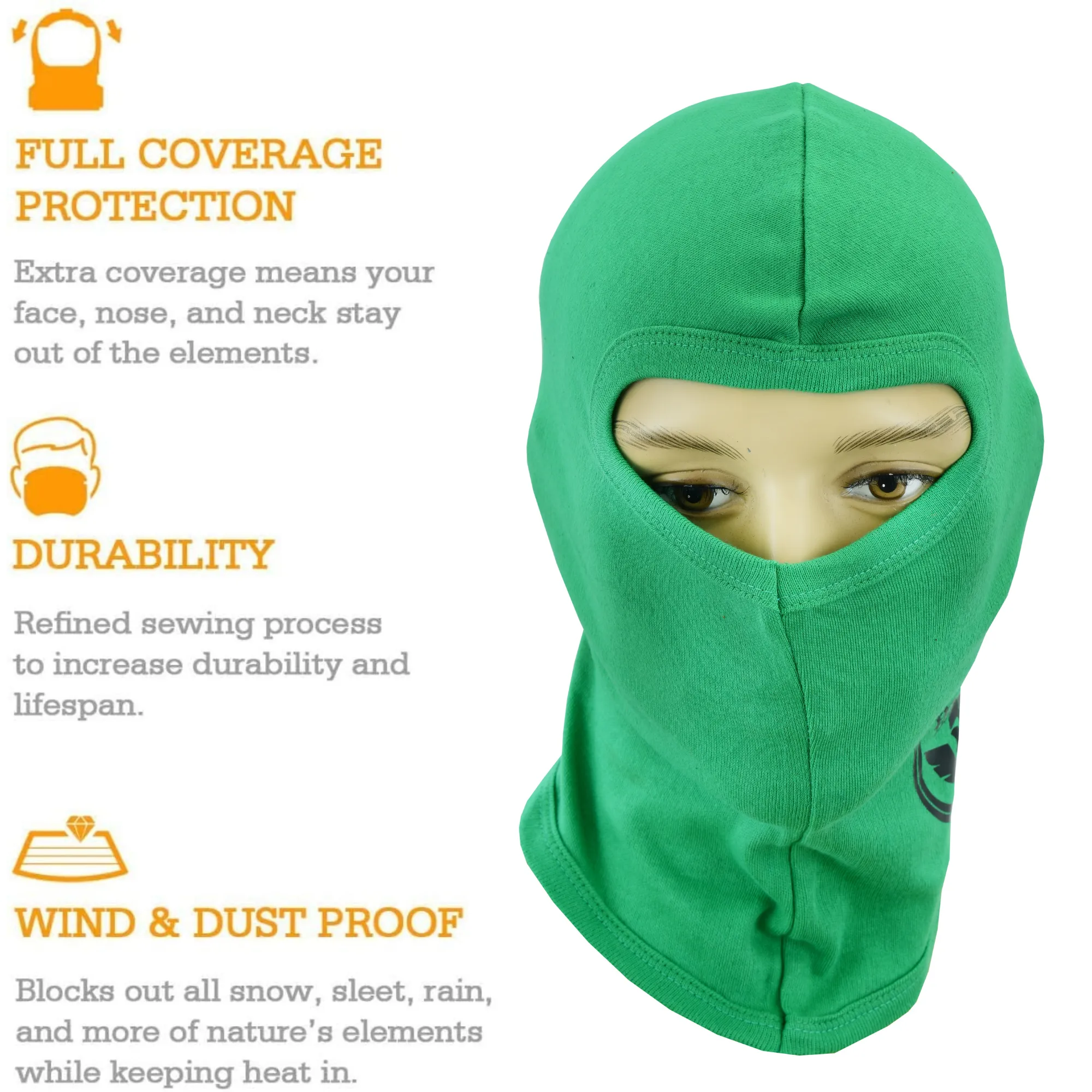 Warrior Gears®100% Cotton Motorcycle Balaclava | Face Mask -Green