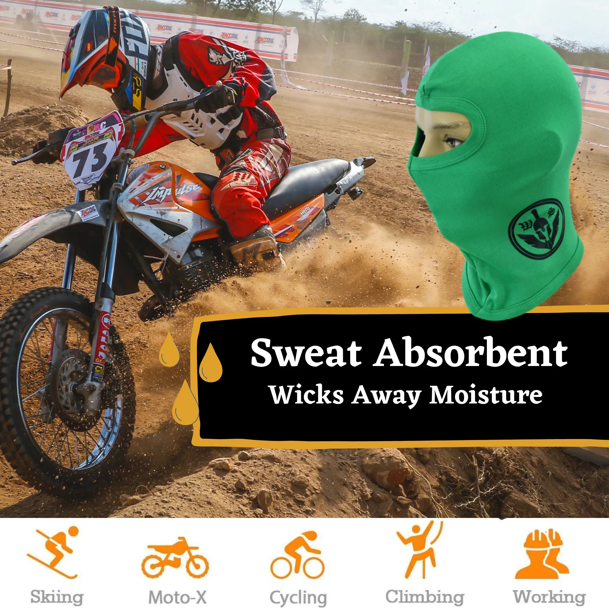 Warrior Gears®100% Cotton Motorcycle Balaclava | Face Mask -Green