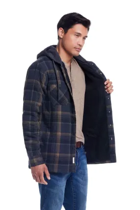 Weatherproof Vintage Sherpa Lined Hooded Shirt Jacket for Men in Black Oyster | F245456GK-BLACKOYSTER