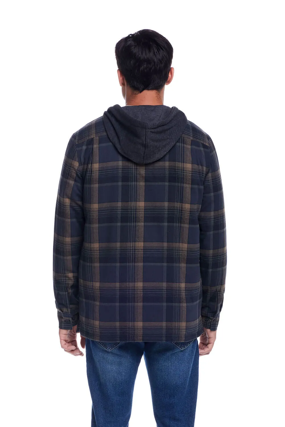 Weatherproof Vintage Sherpa Lined Hooded Shirt Jacket for Men in Black Oyster | F245456GK-BLACKOYSTER