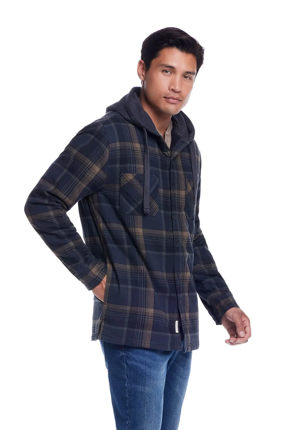 Weatherproof Vintage Sherpa Lined Hooded Shirt Jacket for Men in Black Oyster | F245456GK-BLACKOYSTER