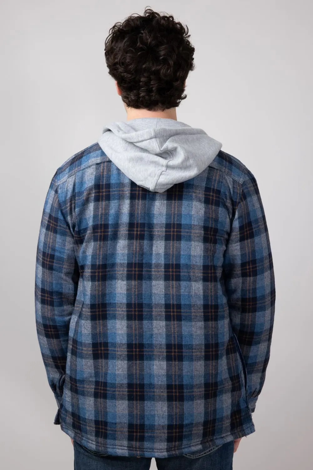 Weatherproof Vintage Sherpa Lined Hooded Shirt Jacket for Men in Blue | F245456GK-BLUE