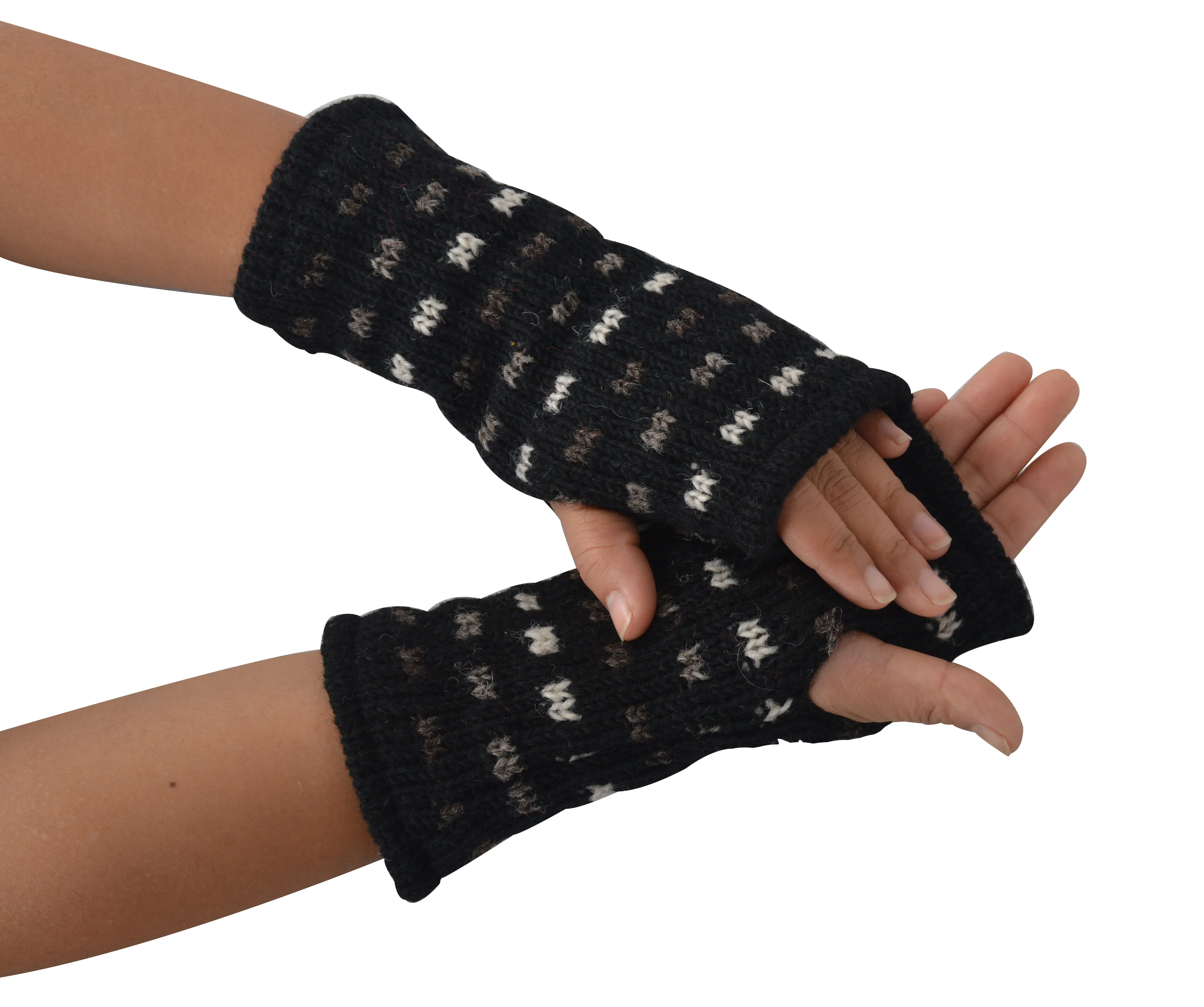 Women's Woolen Hand Warmer Fleece Lined Dot Pattern Winter Hand warmers