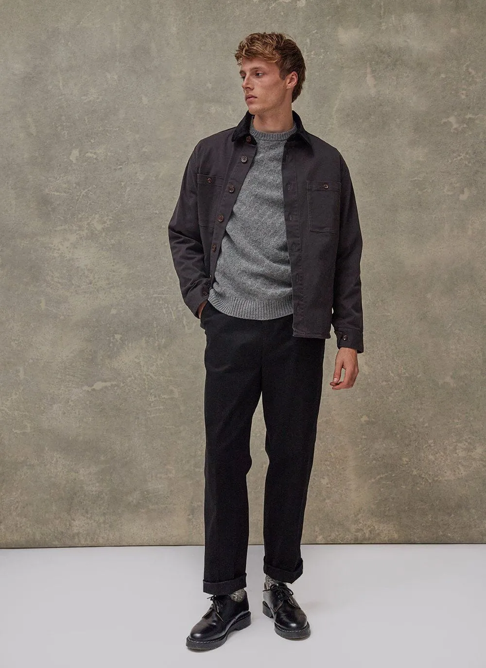 Workshirt | Graphite Twill With Cord Collar