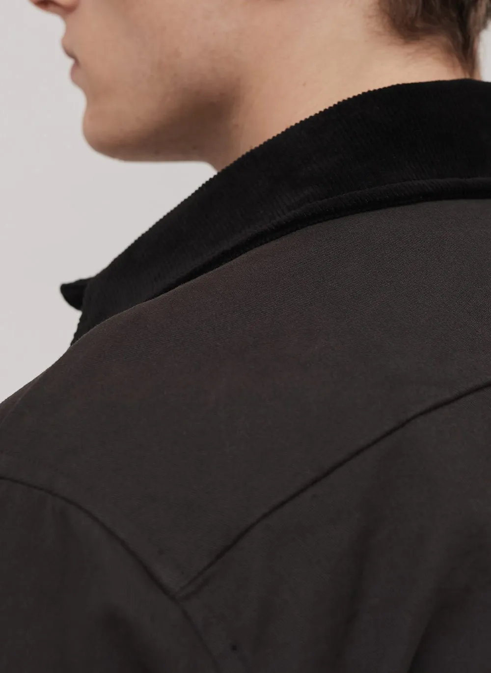 Workshirt | Graphite Twill With Cord Collar
