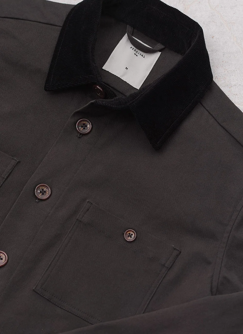 Workshirt | Graphite Twill With Cord Collar