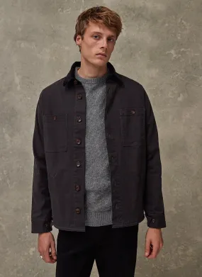 Workshirt | Graphite Twill With Cord Collar