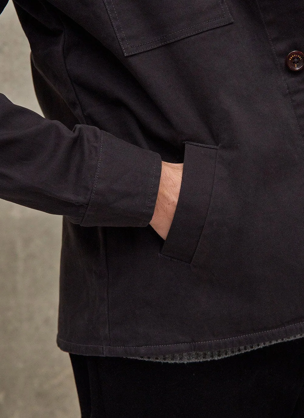 Workshirt | Graphite Twill With Cord Collar