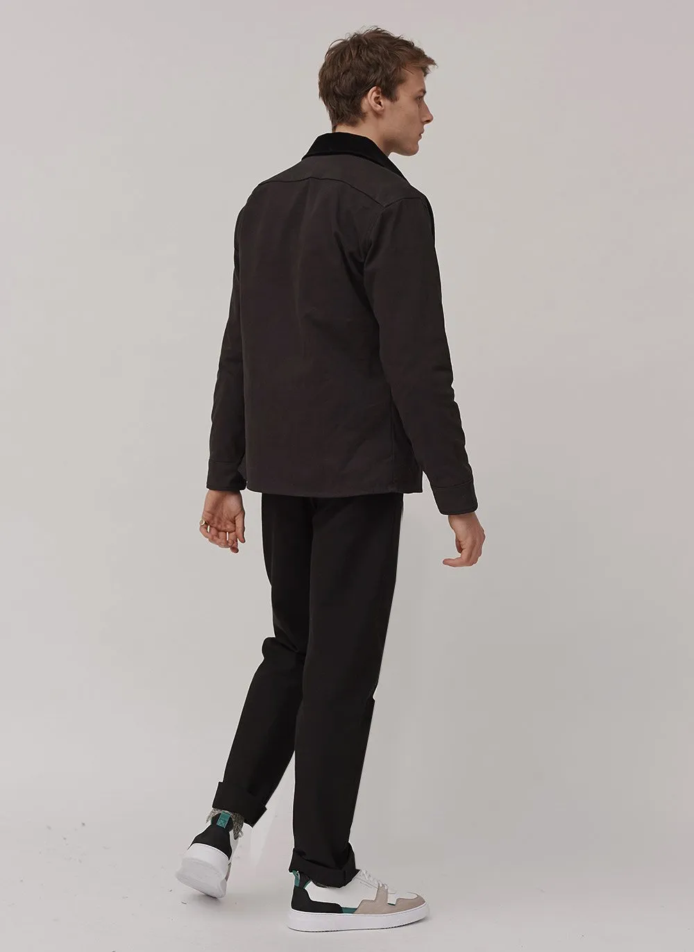 Workshirt | Graphite Twill With Cord Collar