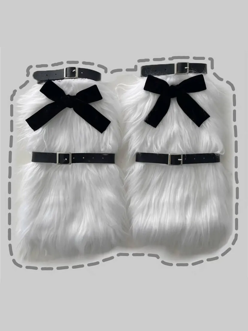Y2k angel furry leg warmers