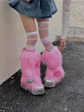 Y2k angel furry leg warmers