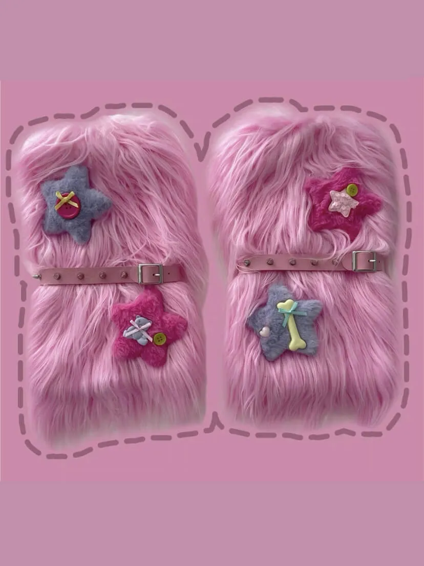 Y2k angel furry leg warmers
