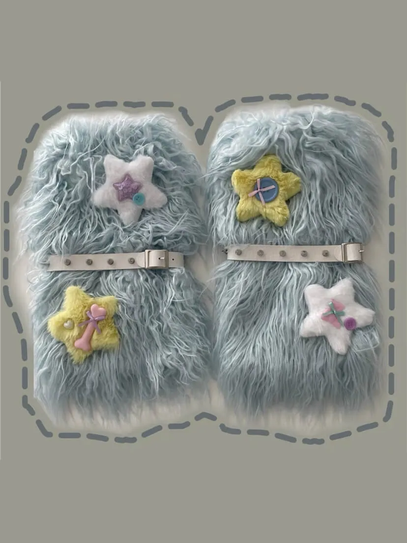 Y2k angel furry leg warmers