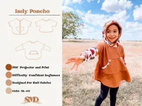Youth Indy Poncho Digital Sewing Pattern Sizes NB-16Y